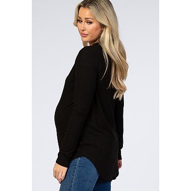 Maternity Long Sleeve Round Hem Textured Top