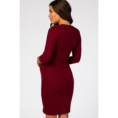 Maternity Brushed Knit Wrap Fitted Nursing Dress