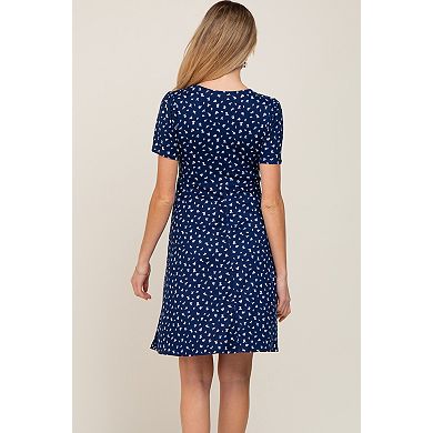 Maternity Floral Smocked Short Sleeve Dress