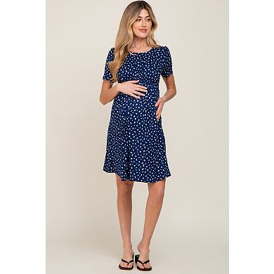 Maternity Floral Smocked Short Sleeve Dress