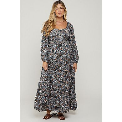 Maternity Floral Long Sleeve Maxi Dress