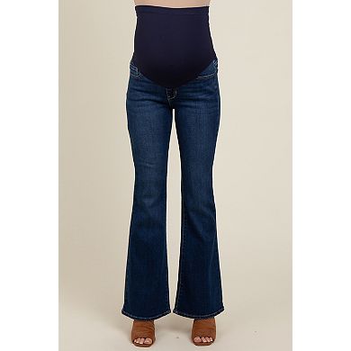 Maternity Blue Flare Leg Maternity Jeans