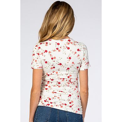 Maternity Floral Wrap Fitted Nursing Top