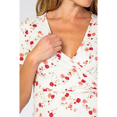 Maternity Floral Wrap Fitted Nursing Top