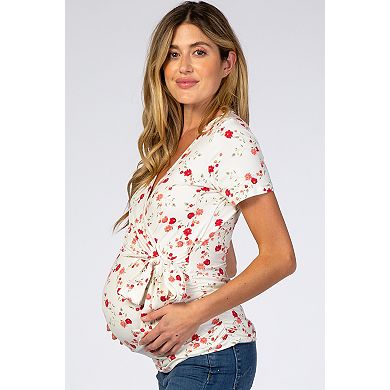Maternity Floral Wrap Fitted Nursing Top