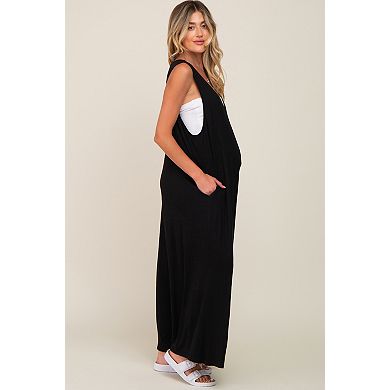 Maternity Deep V Sleeveless Wide Leg Jumpsuit