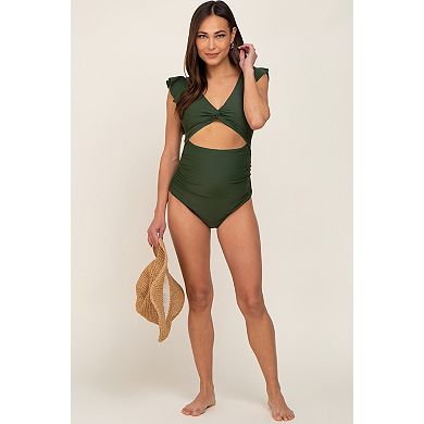 Maternity Cutout Flutter One Piece Swimsuit