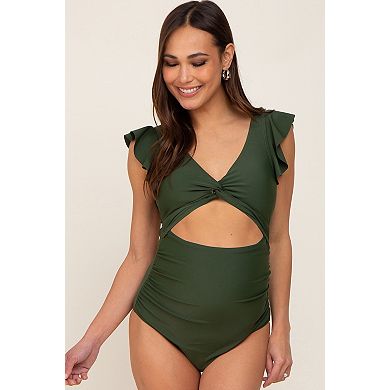 Maternity Cutout Flutter One Piece Swimsuit