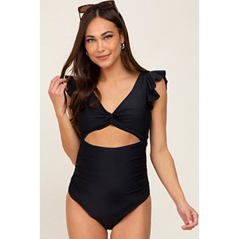 Maternity Cutout Flutter One Piece Swimsuit
