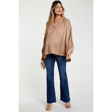 Maternity Blue Raw Hem Bootcut Maternity Jeans