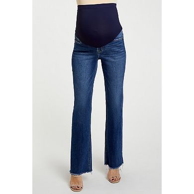 Maternity Blue Raw Hem Bootcut Maternity Jeans