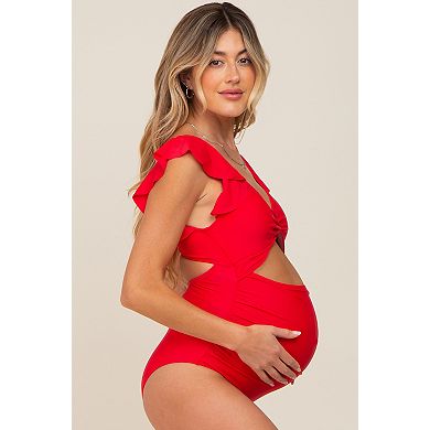 Maternity Cutout Flutter One Piece Swimsuit