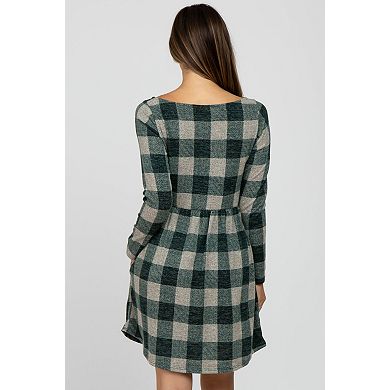 Maternity Green Plaid Knit Dress