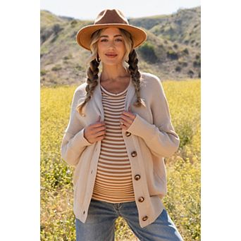 Maternity Basic Ribbed Cardigan Sweater