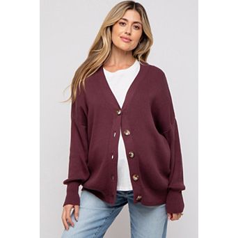 Maternity Basic Ribbed Cardigan Sweater
