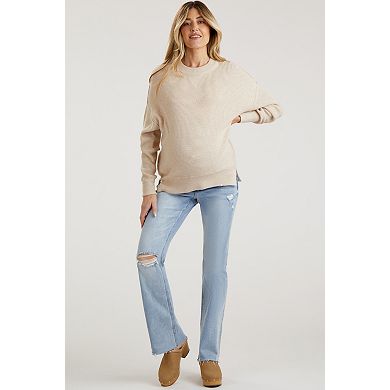 Maternity Blue Distressed Bootcut Maternity Jeans