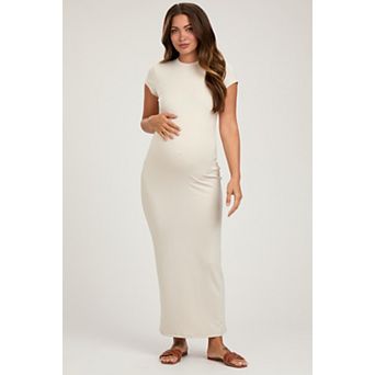 Maternity Fitted Short Sleeve Maxi Dress