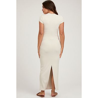 Maternity Fitted Short Sleeve Maxi Dress