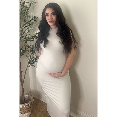Maternity Fitted Short Sleeve Maxi Dress