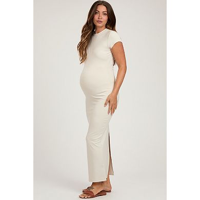 Maternity Fitted Short Sleeve Maxi Dress