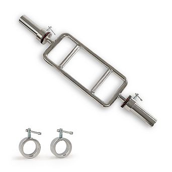 Sunny Health & Fitness Olympic Tricep Bar with Spin-Lock Ring Collars