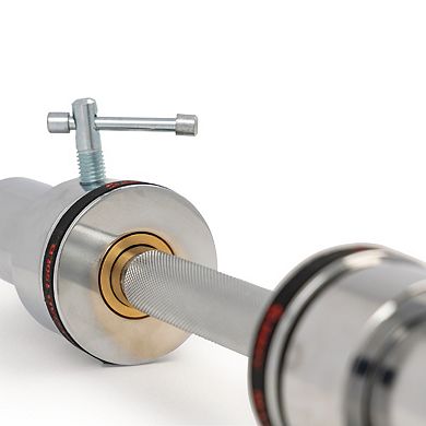 Sunny Health & Fitness 16" Olympic Dumbbell Bar with Spin-Lock Ring Collars