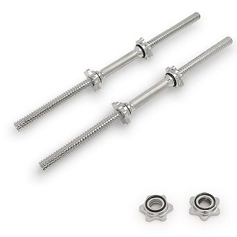 Sunny Health & Fitness Standard 24” Threaded Chrome Dumbbell Bar Set with Star-Lock Collars