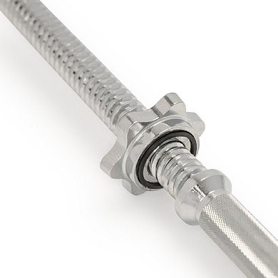 Sunny Health & Fitness Standard 24” Threaded Chrome Dumbbell Bar Set with Star-Lock Collars