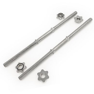 Sunny Health & Fitness Standard 24” Threaded Chrome Dumbbell Bar Set with Star-Lock Collars