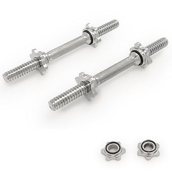 Sunny Health & Fitness Standard 14” Threaded Chrome Dumbbell Bar Set with Star-Lock Collars