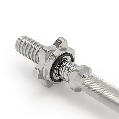 Sunny Health & Fitness Standard 14” Threaded Chrome Dumbbell Bar Set with Star-Lock Collars