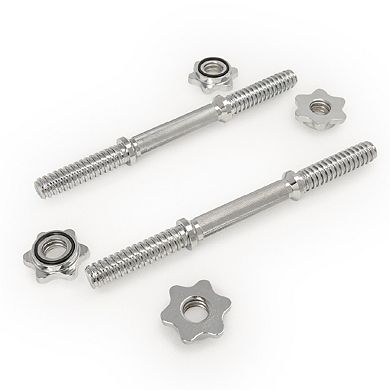 Sunny Health & Fitness Standard 14” Threaded Chrome Dumbbell Bar Set with Star-Lock Collars