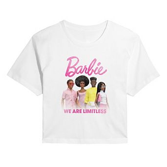 Juniors' Barbie We Are Limitless Distressed Cropped Tee