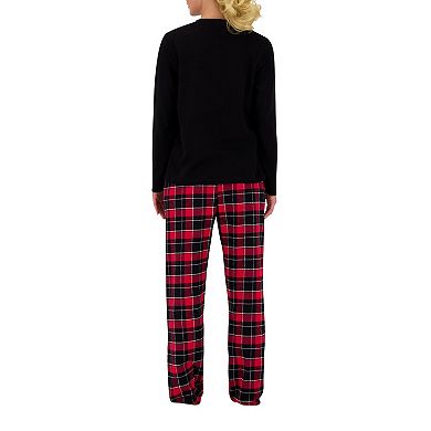 Women's Heat Holders Waffle Henley Pajama Top & Flannel Pajama Pants Set