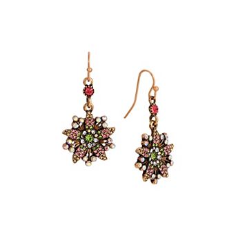 1928 Gold-Tone Flower Drop Wire Earrings