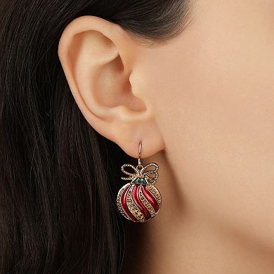 1928 Gold Tone Christmas Ornament Earrings