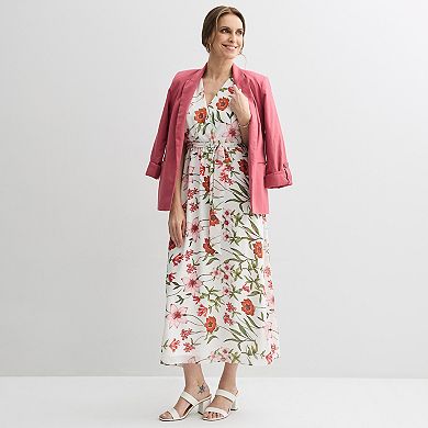 Women's Sandra Darren Wrap Raglan Short Sleeve Midi Dress