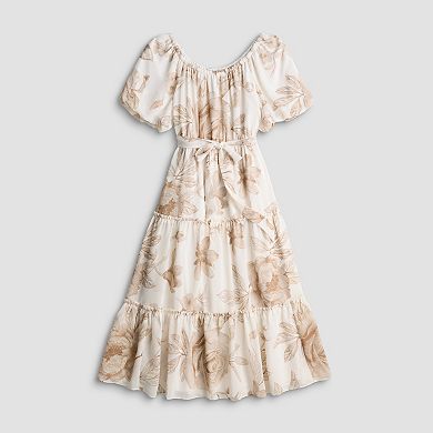 Women's Sandra Darren Puff Sleeve Tiered Maxi Dress