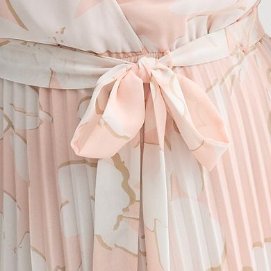 Women's Sandra Darren Surplice Pleated Skirt Maxi Dress