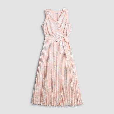 Women's Sandra Darren Surplice Pleated Skirt Maxi Dress