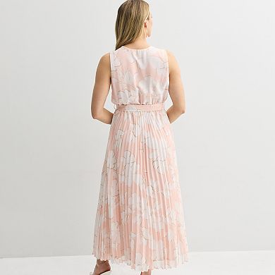 Women's Sandra Darren Surplice Pleated Skirt Maxi Dress