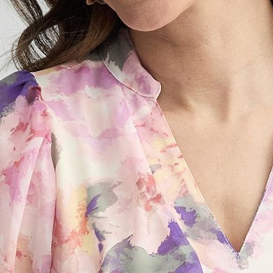 Women's Sandra Darren V-Neck Long Sleeve Tiered Mini Dress