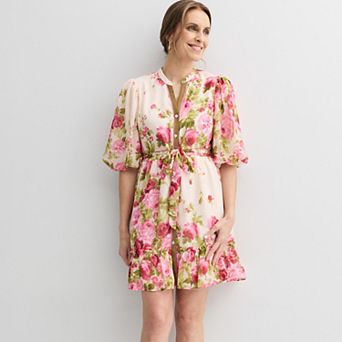 Women's Sandra Darren Puff Sleeve Tiered Shirtdress