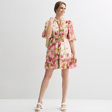 Women's Sandra Darren Puff Sleeve Tiered Shirtdress