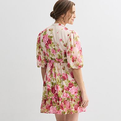 Women's Sandra Darren Puff Sleeve Tiered Shirtdress