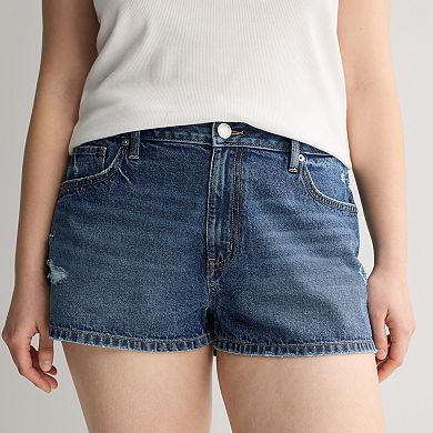 Juniors' Plus Size SO Mid Rise Relaxed Shortie Shorts