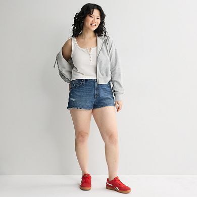 Juniors' Plus Size SO Mid Rise Relaxed Shortie Shorts