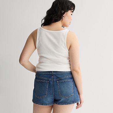 Juniors' Plus Size SO Mid Rise Relaxed Shortie Shorts