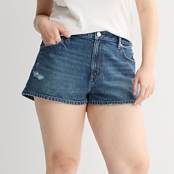 Juniors' Plus Size SO® Mid Rise Relaxed Shortie Shorts