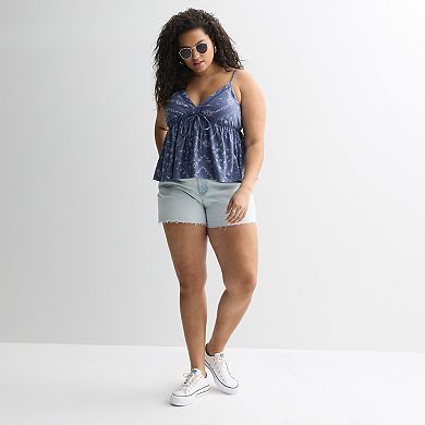 Juniors' Plus Size SO® Mid-Rise Relaxed Midi Jean Shorts